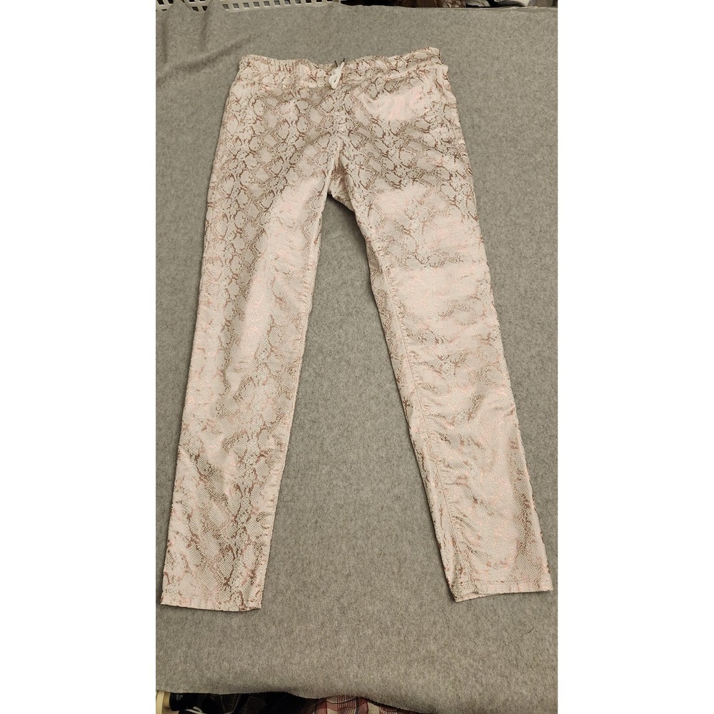 Flog Pants Womens 29 Snake‎ Print Metallic Jogger Stretch Israel Beige Pink